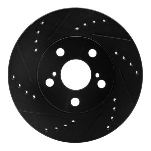 Toyota Celica Brake Rotor (1) - Front Left - R1 Concepts - Drilled & Slotted - Black - `94-`00